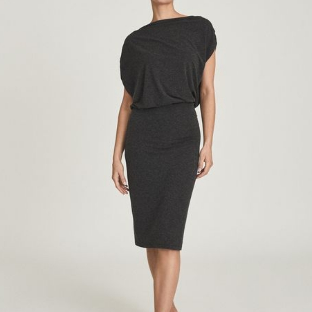 NWT REISS | Evelyn Drapey Jersey Dress - Nude - Picture 6 of 11
